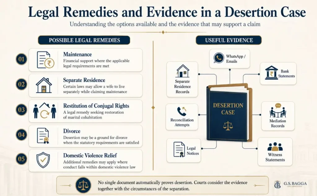 Legal remedies and evidence available to a deserted wife in India