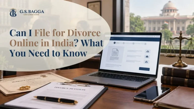 Indian couple consulting a lawyer while filing divorce documents online through an e-filing system
