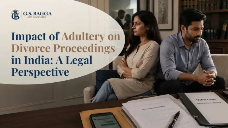 Indian couple facing marital conflict with divorce documents and digital evidence during divorce proceedings